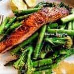 Pan Fried Soy Sauce and Lemon Salmon with Stir Fried Greens Pan Fried Soy Sauce and Lemon Salmon with Stir Fried Greens