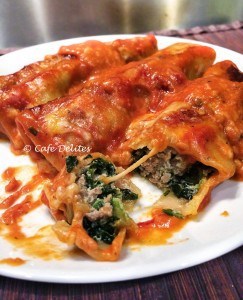 Turkey, Spinach And Ricotta Cannelloni With A Creamy Tomato Sauce