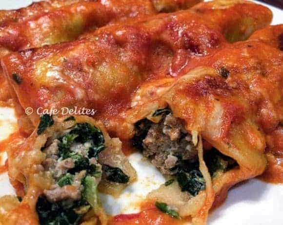 Spinach and Turkey Cannelloni - Cafe Delites