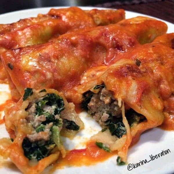 Turkey, Spinach and Ricotta Cannelloni with a Creamy Tomato Sauce