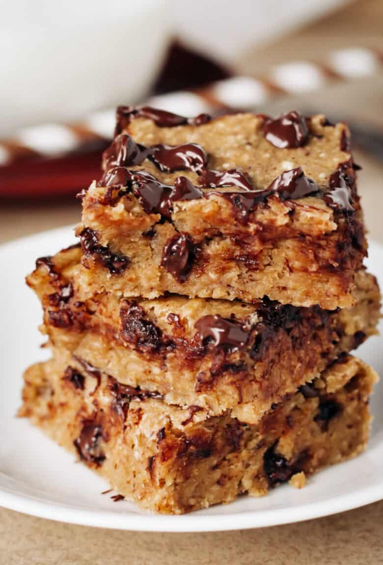 A stack of Chickpea Blondies