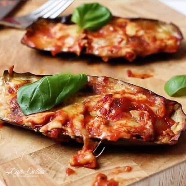 Eggplant Margarita Pizza | https://cafedelites.com