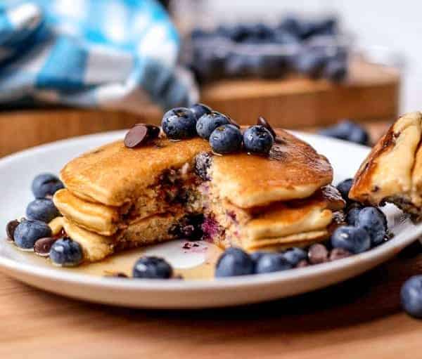 Blueberry Chocolate Chip Pancakes - Cafe Delites cafedelites