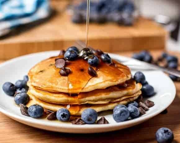 Blueberry Chocolate Chip Pancakes - Cafe Delites