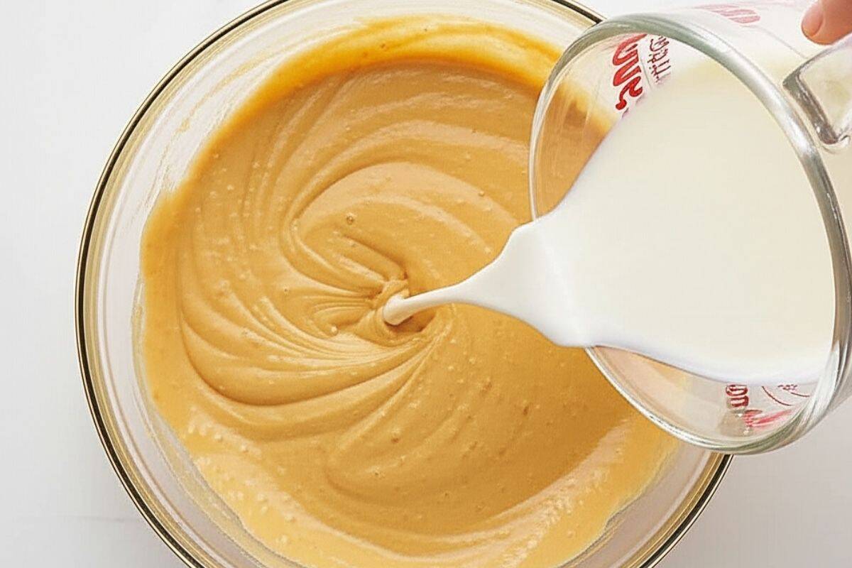 Pour in the almond milk and mix until combined.