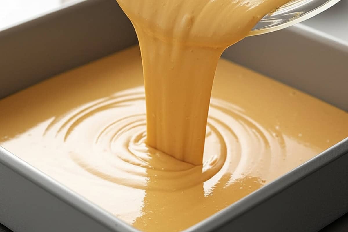 Pour the batter into the prepared pan and bake for 20-25 minutes.