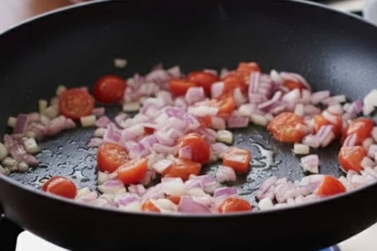 Reduce the heat to low to prevent the eggs from overcooking