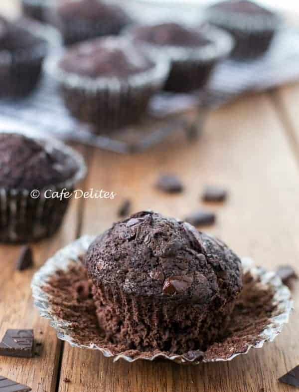  Making anything double chocolate is better than just chocolate Double Chocolate Chunk Muffins