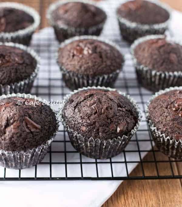  Making anything double chocolate is better than just chocolate Double Chocolate Chunk Muffins