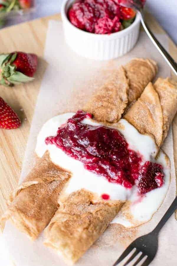  If I can turn any craving into a lower in fat version Strawberry Jam Donut Crepes