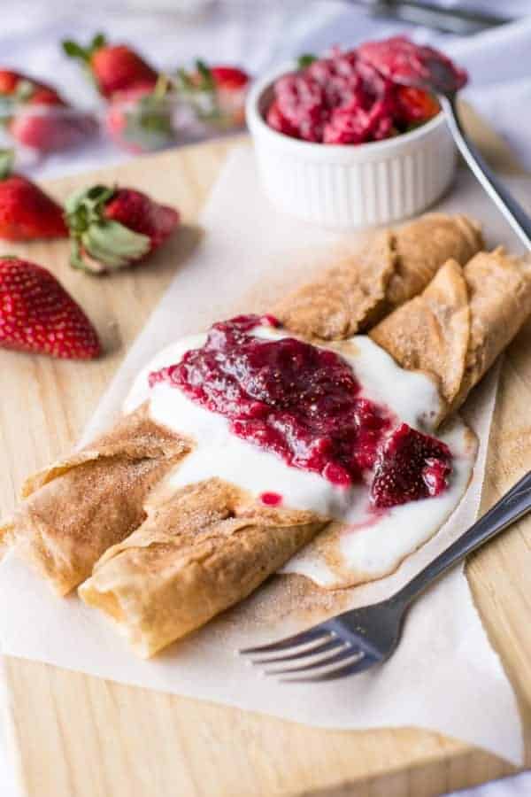  If I can turn any craving into a lower in fat version Strawberry Jam Donut Crepes