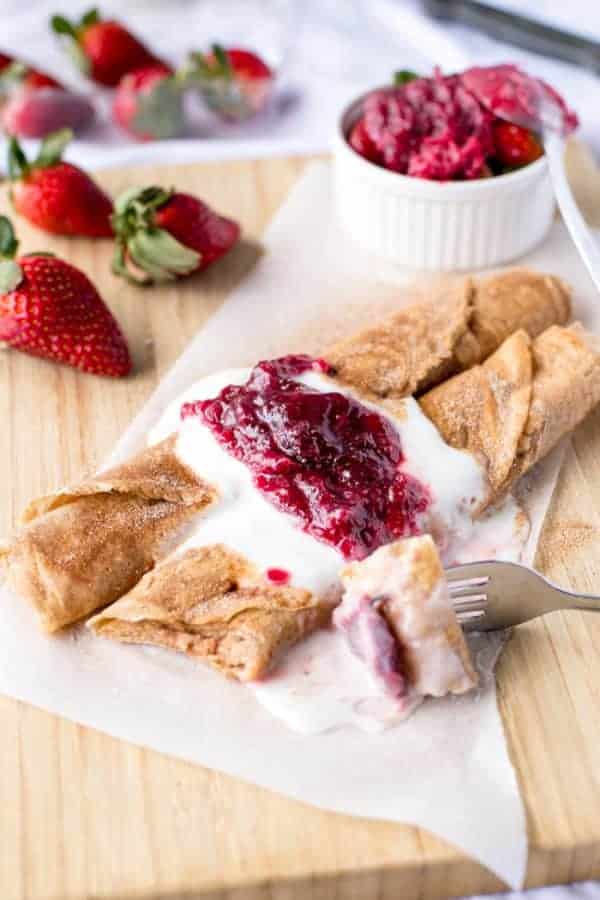  If I can turn any craving into a lower in fat version Strawberry Jam Donut Crepes