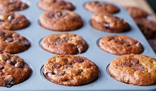 Fluffy Healthy Banana Muffins with juicy blueberries and melt Banana and Blueberry Chocolate Chip Muffins