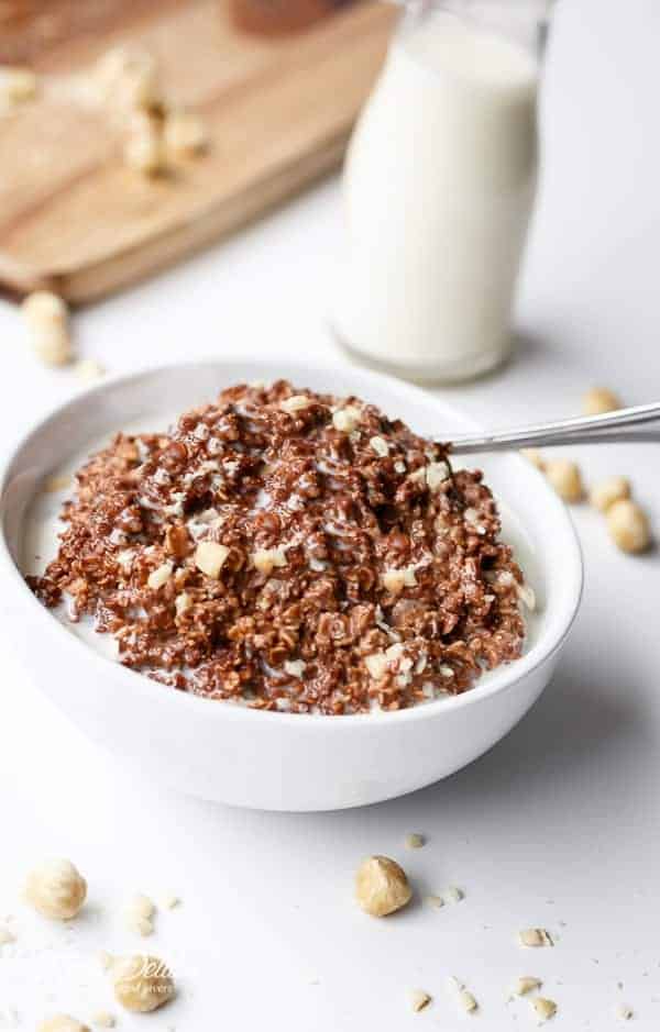 Healthier Nutella Oats | https://cafedelites.com