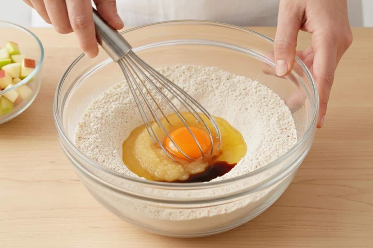 Made a well in the center and added vanilla, and egg. - 4