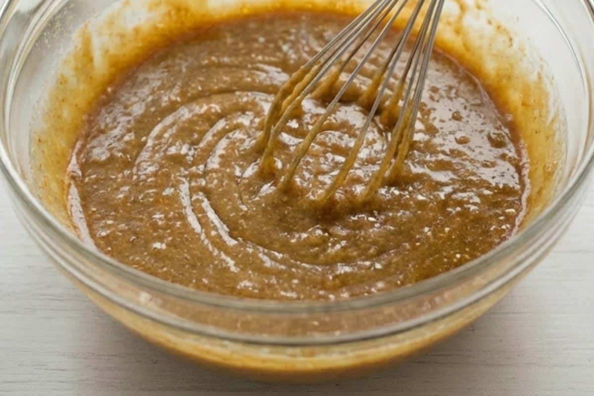 Whisking sugar, butter and apple sauce. - 4