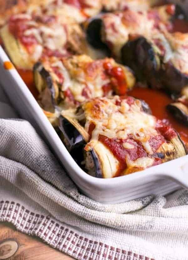 My answer to guilt free and low carb cannelloni Cheesy Turkey Eggplant Cannelloni