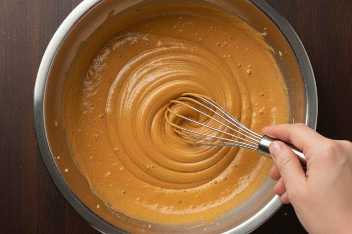 Whisked the egg, brown sugar, sweetener, pumpkin, oil, honey, and vanilla in a large bowl. - 4