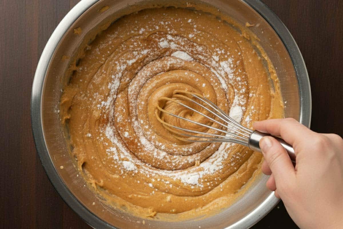 Stirred in the flour, baking powder, cinnamon, and salt. - 5