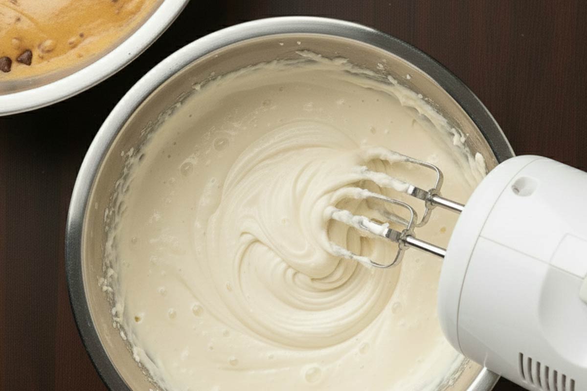 Beating the cream cheese, flour, cinnamon, and sweetener. - 7