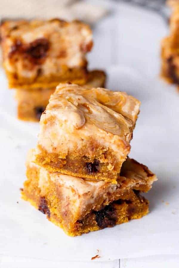 Cheesecake Swirl Pumpkin Blondies - Cafe Delites