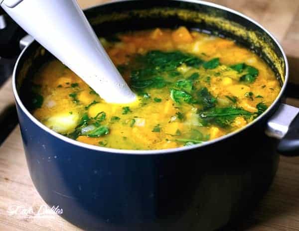 Creamy Pumpkin and Spinach Soup with Crispy Bacon Creamy Pumpkin and Spinach Soup with Crispy Bacon