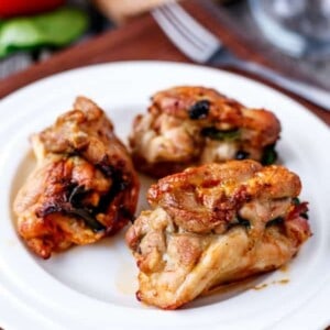 Feta, Bacon and Sundried Tomato Stuffed Chicken Rolls on a plate