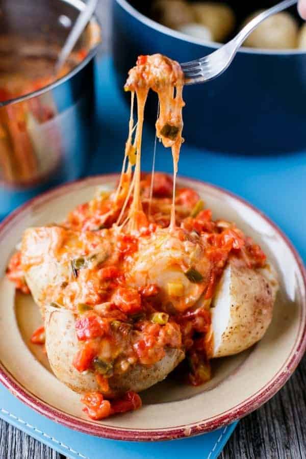 Perfect potatoes with a cheesy tomato based sauce Cheesy Potatoes