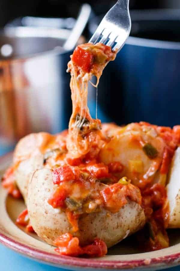 Perfect potatoes with a cheesy tomato based sauce Cheesy Potatoes