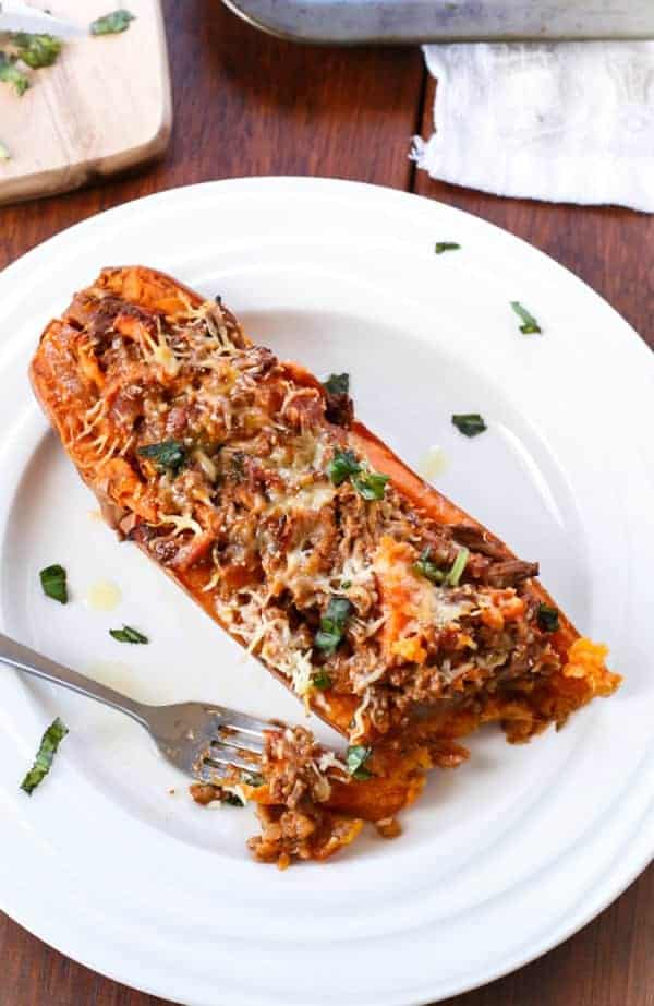  Cheesy Bacon Bolognese Stuffed Sweet Potatoes Cheesy Bacon Bolognese Stuffed Sweet Potatoes