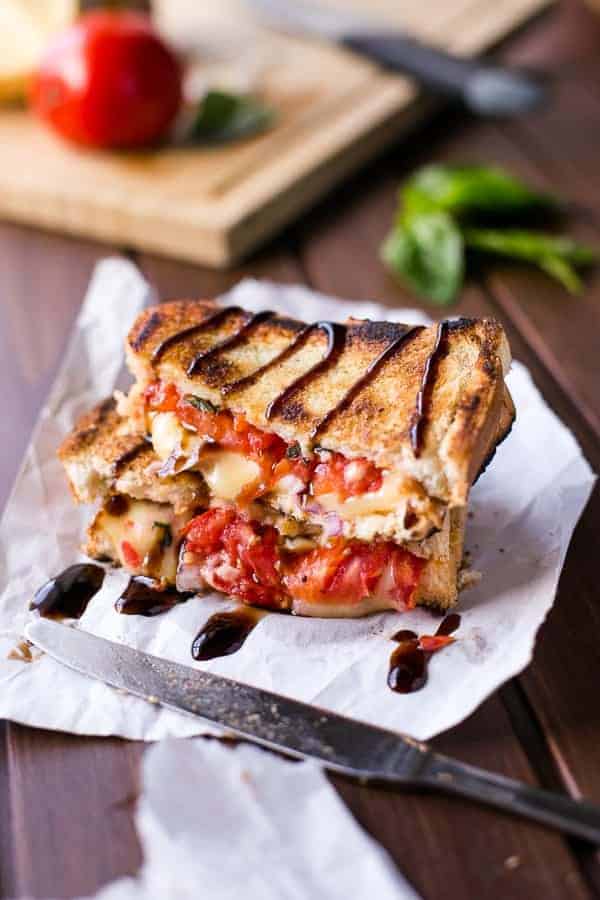 Caprese Grilled Cheese sandwich piece