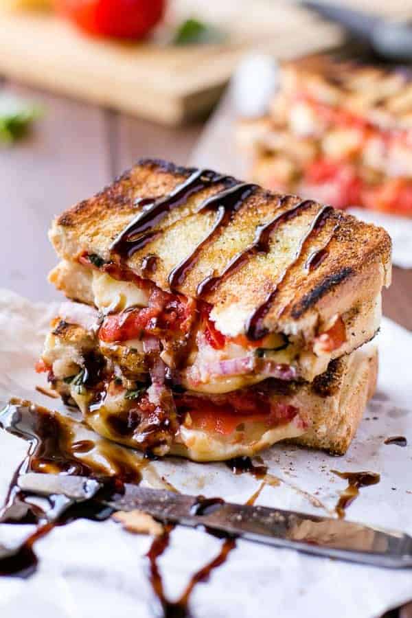 Side view image of Caprese Grilled Cheese 