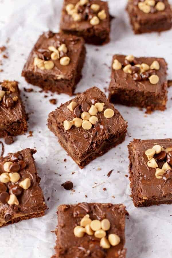 Fudgy Chocolate Brownies stuffed with a perfectly creamy peanut butter centre Chocolate Peanut Butter Cup Brownies