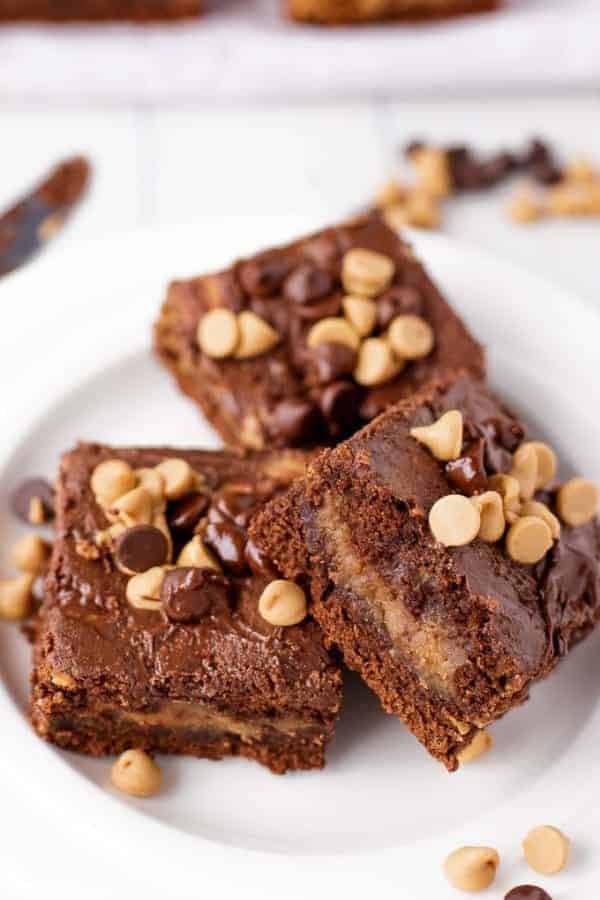 Fudgy Chocolate Brownies stuffed with a perfectly creamy peanut butter centre Chocolate Peanut Butter Cup Brownies