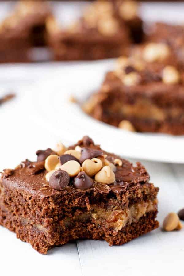 Fudgy Chocolate Brownies stuffed with a perfectly creamy peanut butter centre Chocolate Peanut Butter Cup Brownies