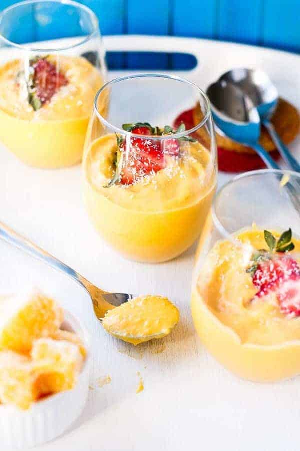 Coconut Mango Cheesecake Parfaits | https://cafedelites.com