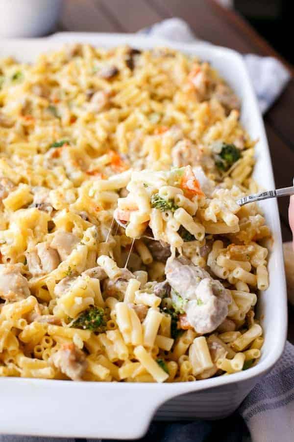 Creamy Chicken and Mushroom Macaroni Cheese Bake