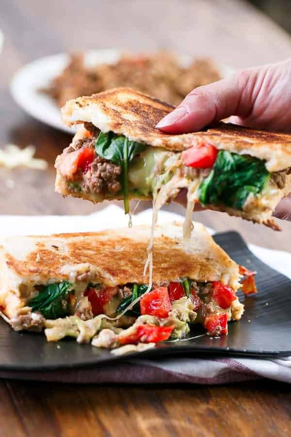 Loaded Taco Grilled Cheese https://cafedelites.com