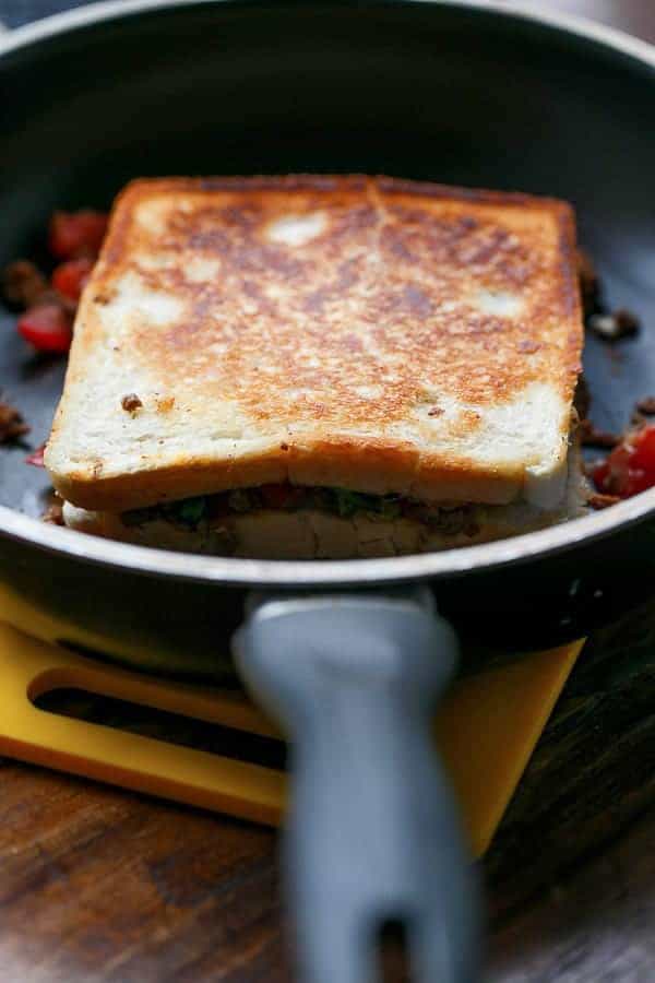 Ever wondered what to do with leftover Taco mince Loaded Taco Grilled Cheese