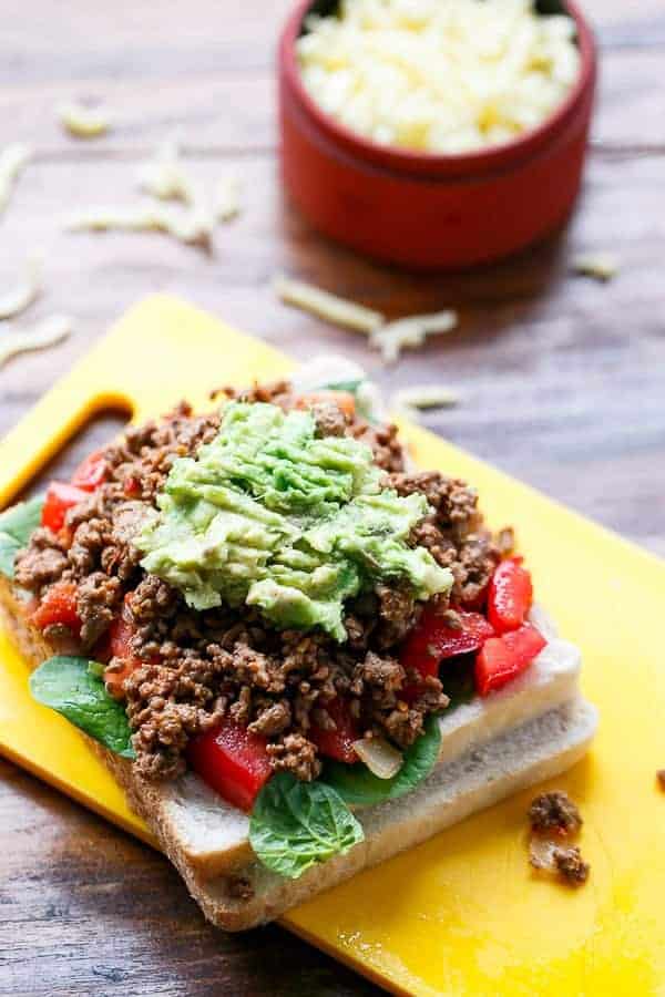 Ever wondered what to do with leftover Taco mince Loaded Taco Grilled Cheese