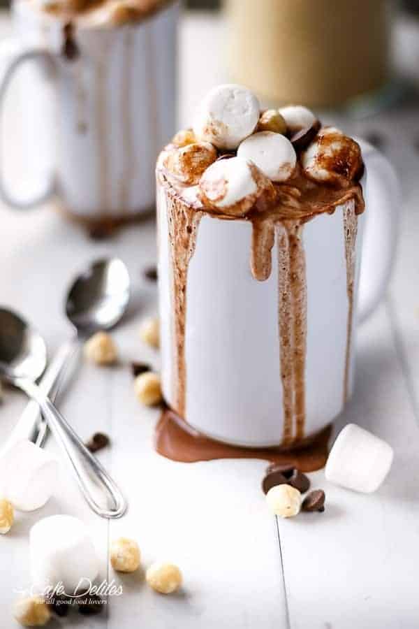 Nutella Hot Chocolate in a long cup 