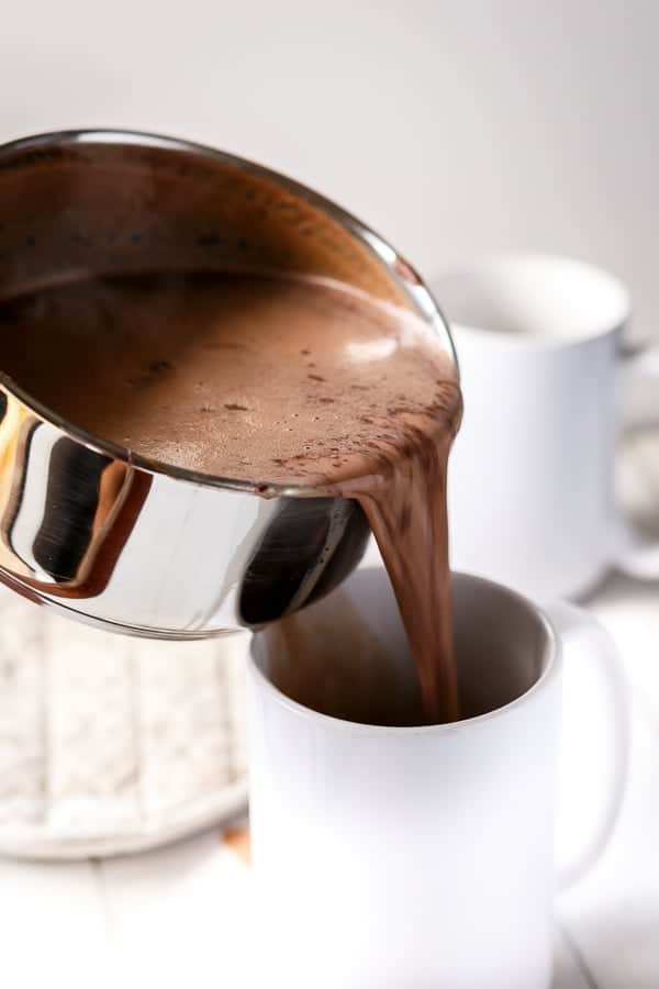 Nutella Hot Chocolate being poured in a cup 