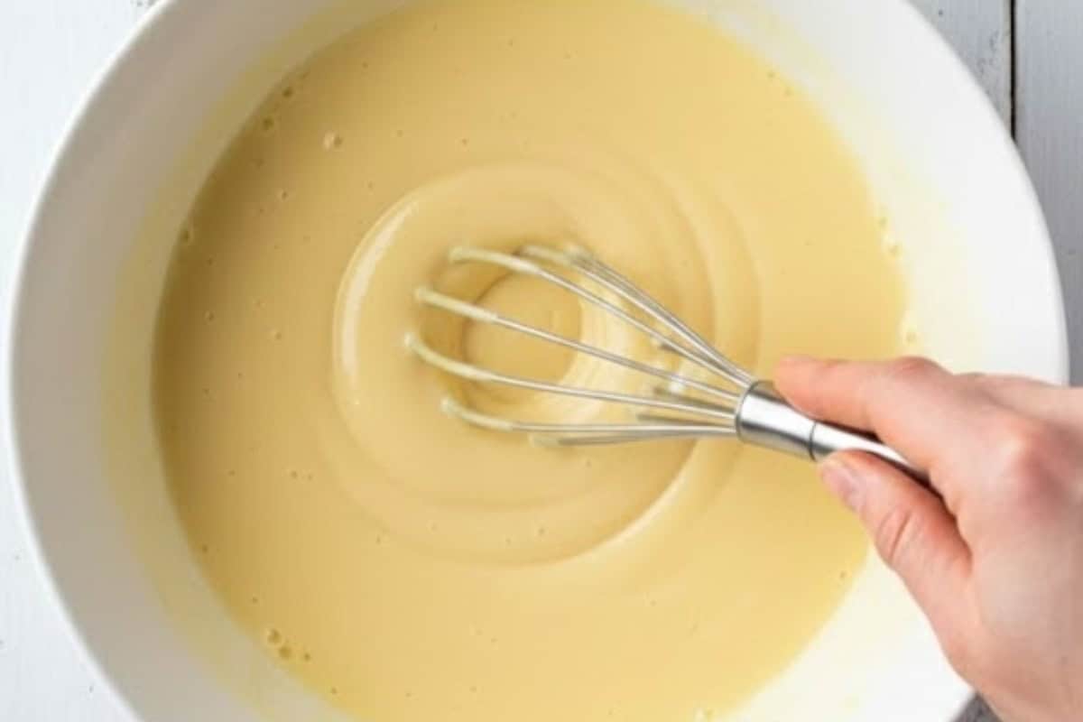 Combine the eggs, milk, cinnamon, vanilla and sugar.