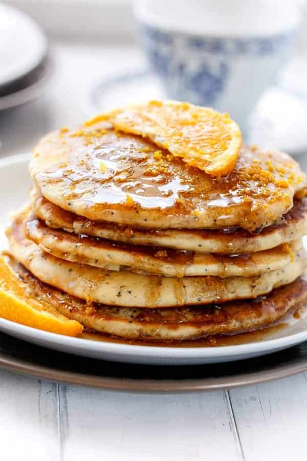 Orange Poppyseed Pancakes https://cafedelites.com