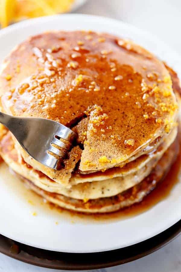 Orange Poppyseed Pancakes https://cafedelites.com