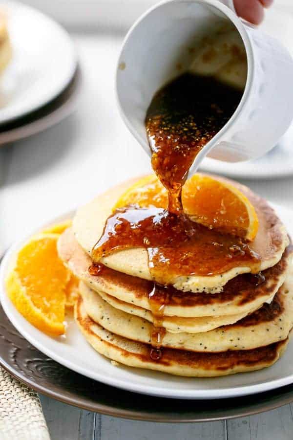 Orange Poppyseed Pancakes https://cafedelites.com