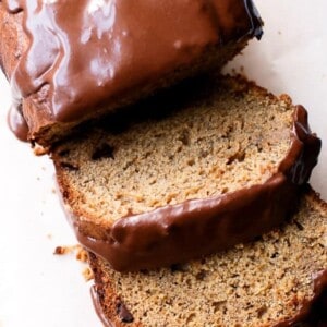 Chocolate Peanut Butter Banana Bread slices