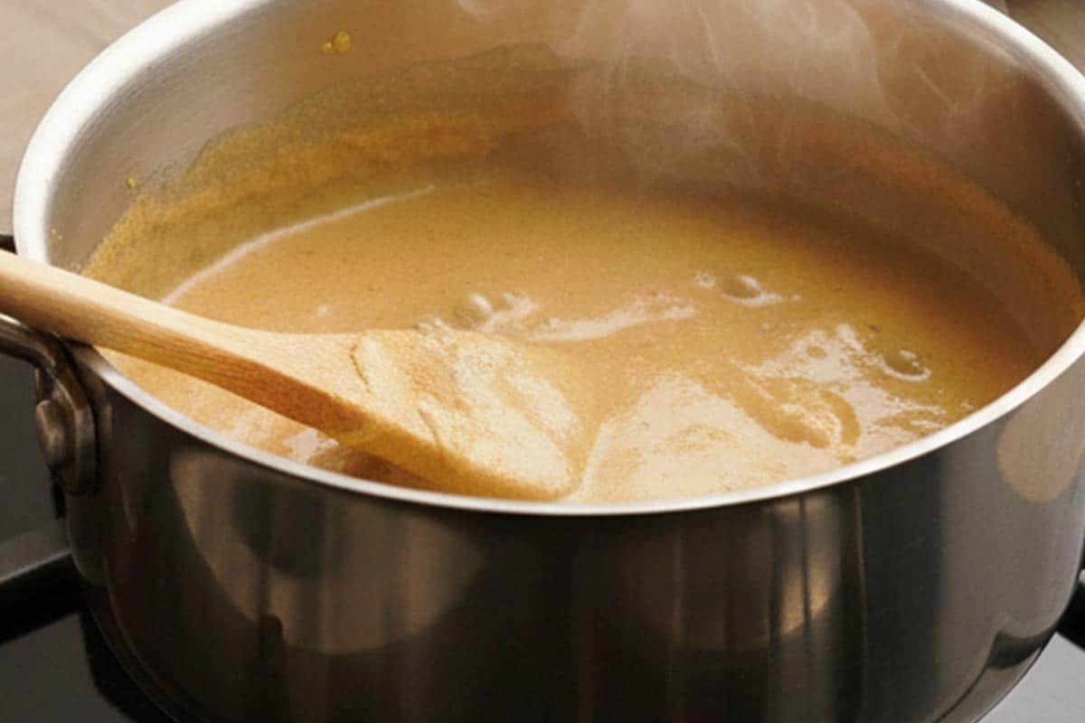 Simmering the sauce. - 9