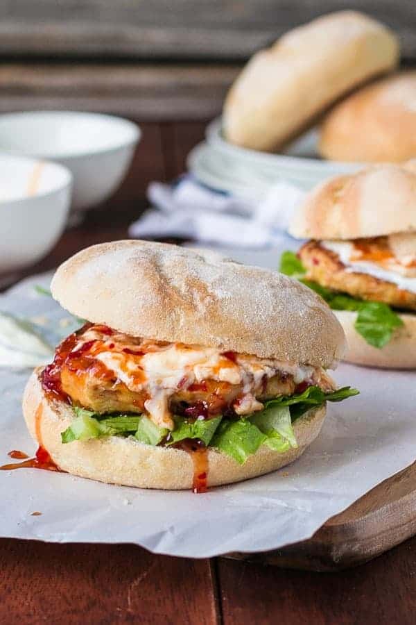 Sour Cream and Sweet Chilli Chicken Burgers