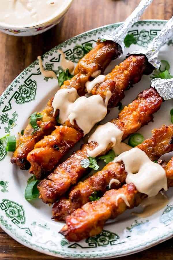 Skinny Satay Turkey Skewers are so versatile you can enjoy them with salad Skinny Satay Turkey Skewers